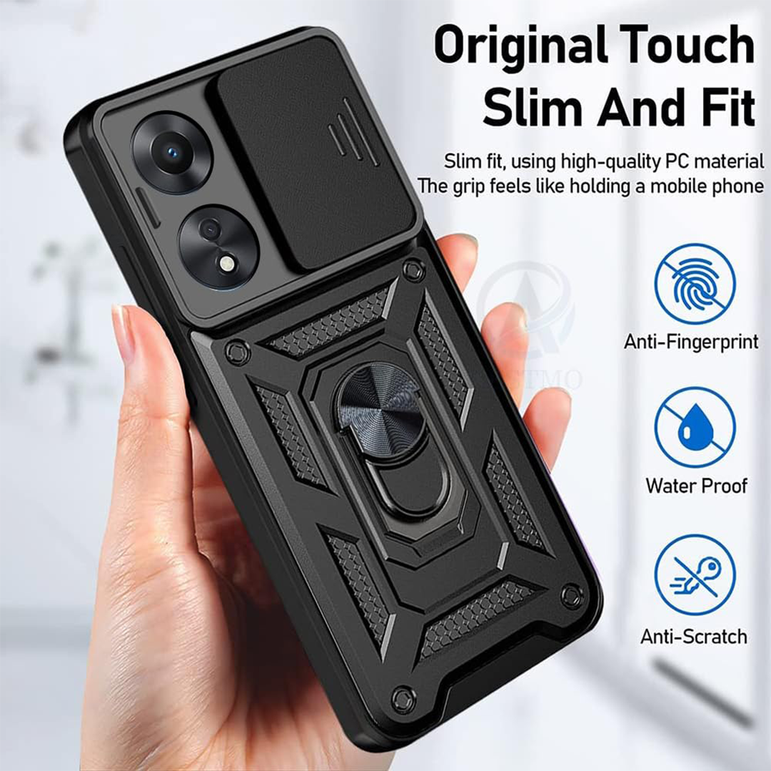 OPPO A78 4G ARMOR MILITARY-GRADE CASE WITH SLIDING CAMERA COVER & 360 KICKSTAND