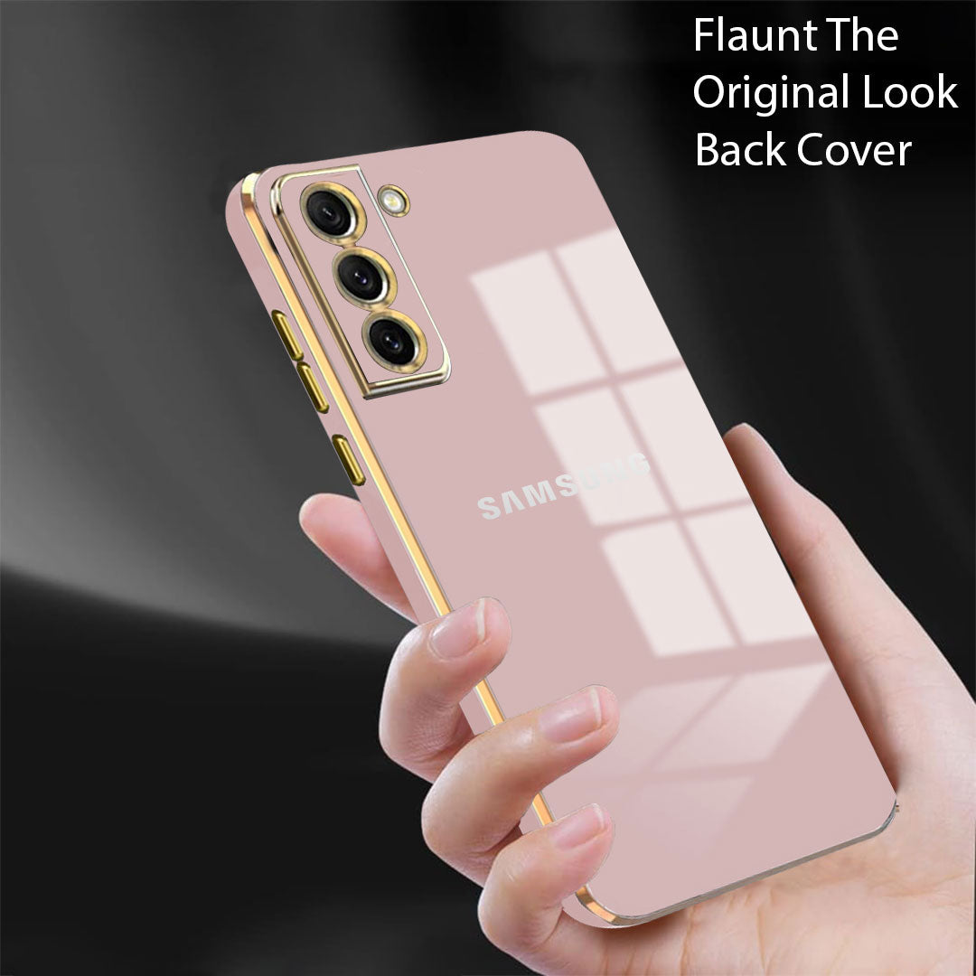 SAMSUNG GALAXY S21 FE 5G ULTRA-SHINE GOLD ELECTROPLATED LUXURIOUS BACK CASE WITH CAMERA PROTECTIONG
