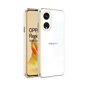 RENO 8T 5G ULTRA-SHINE GOLD ELECTROPLATED LUXURIOUS  BACK CASE WITH CAMERA PROTECTION