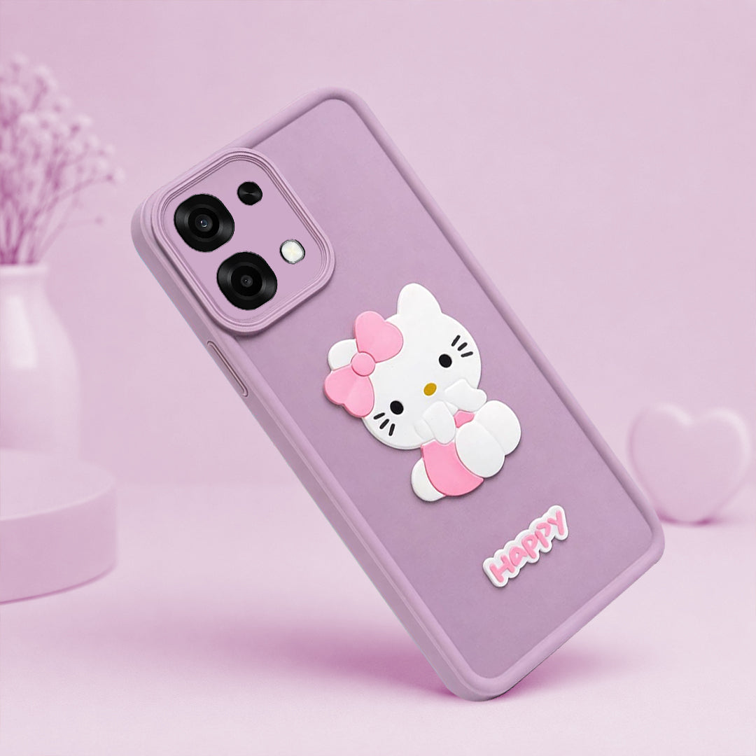VIVO Y51 PRO Cute 3D Kitty Soft Silicone Shockproof Protective Back Cover with Camera Protection