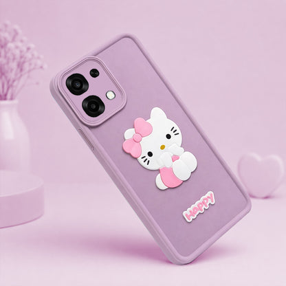 VIVO Y51 PRO Cute 3D Kitty Soft Silicone Shockproof Protective Back Cover with Camera Protection