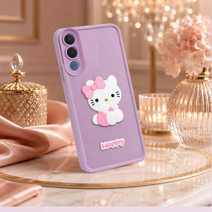 VIVO V70 FE Cute 3D Kitty Soft Silicone Shockproof Protective Back Cover with Camera Protection