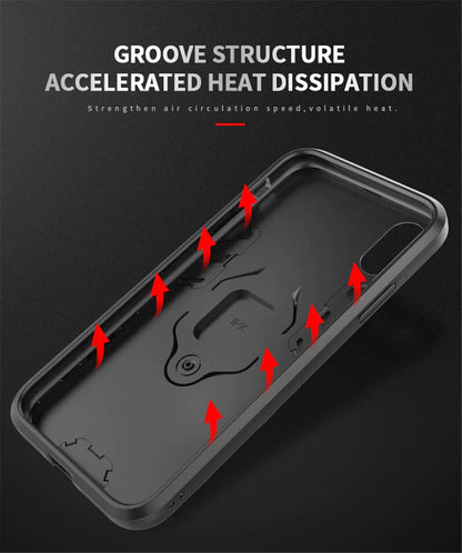 OPPO Reno 7 5G Black Panther Metal Bracket Shockproof Protective Back Case