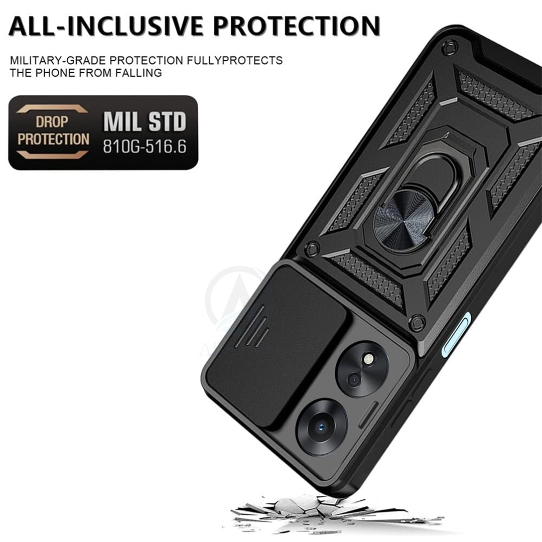OPPO A78 4G ARMOR MILITARY-GRADE CASE WITH SLIDING CAMERA COVER & 360 KICKSTAND