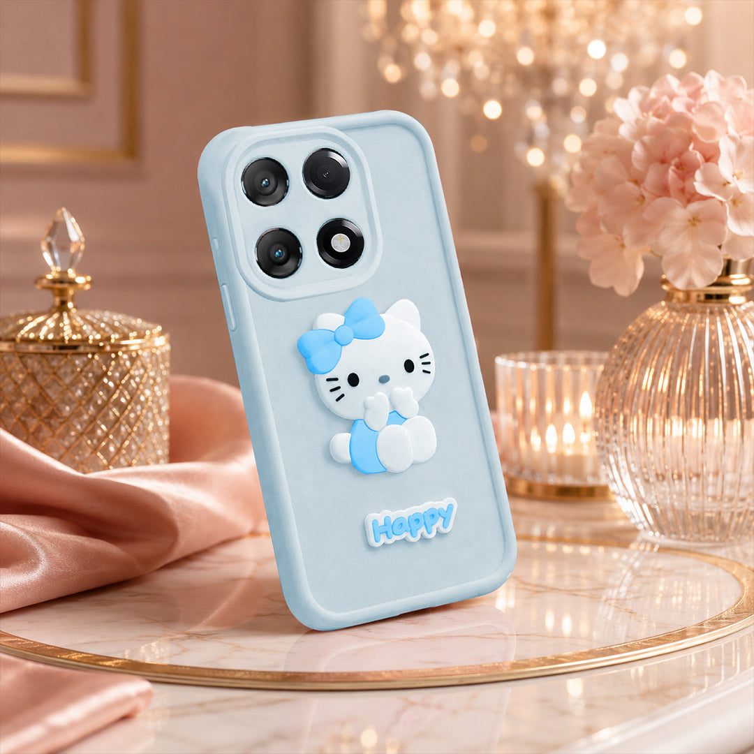 OnePlus 13R  Cute 3D Kitty Soft Silicone  Shockproof Protective Back Cover with Camera Protection