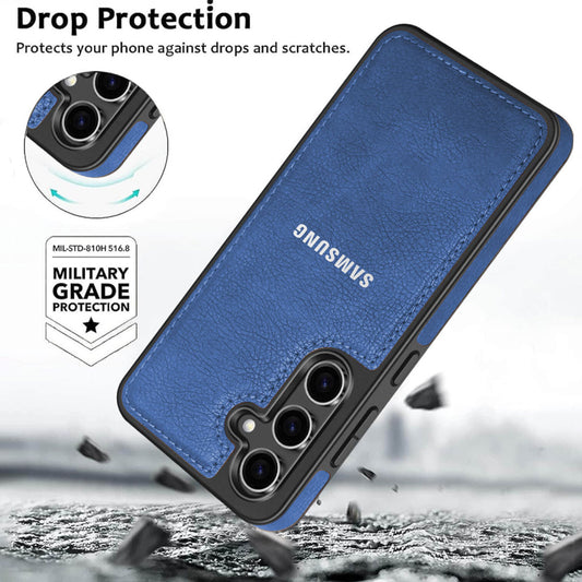 SAMSUNG Galaxy S24 5G Drop Protection | Raised Camera Edges Protective Back Leather Case