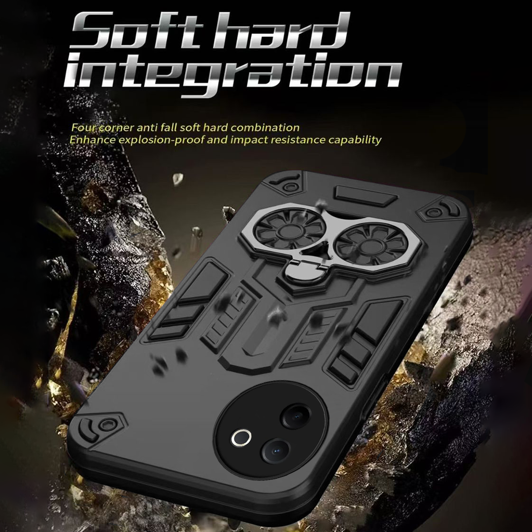 Vivo V30e 5G Armor knight Series Camera Protection 2 in 1 Shockproof Phone Cover with Kickstand