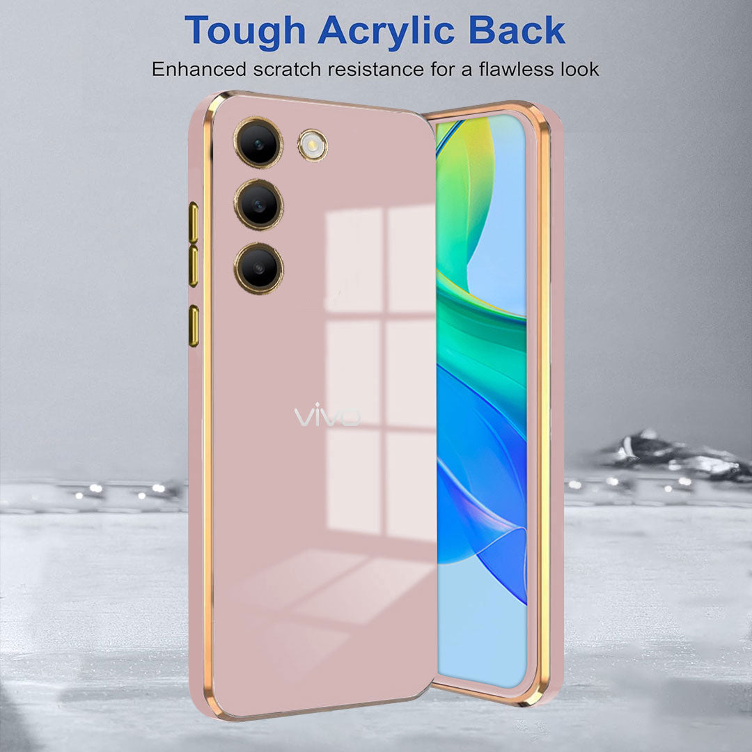 VIVO Y200E 5G ULTRA-SHINE GOLD ELECTROPLATED LUXURIOUS  BACK CASE WITH CAMERA PROTECTION