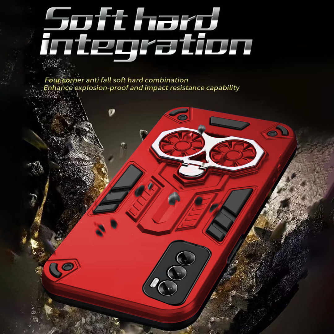 Oppo Reno 12 5G Armor knight Series Camera Protection 2 in 1 Shockproof Phone Cover with Kickstand