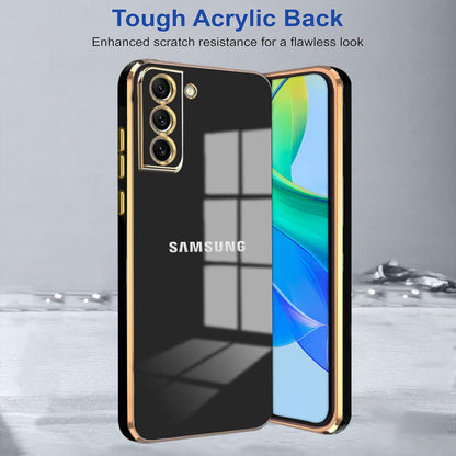 SAMSUNG GALAXY S21 FE 5G ULTRA-SHINE GOLD ELECTROPLATED LUXURIOUS BACK CASE WITH CAMERA PROTECTIONG