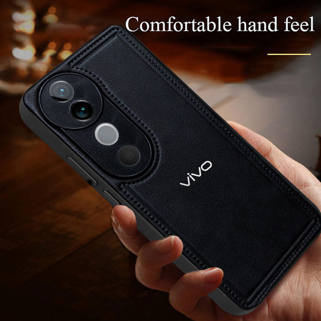 VIVO V40 5G Vintage Leather Stitched Protective Back Case