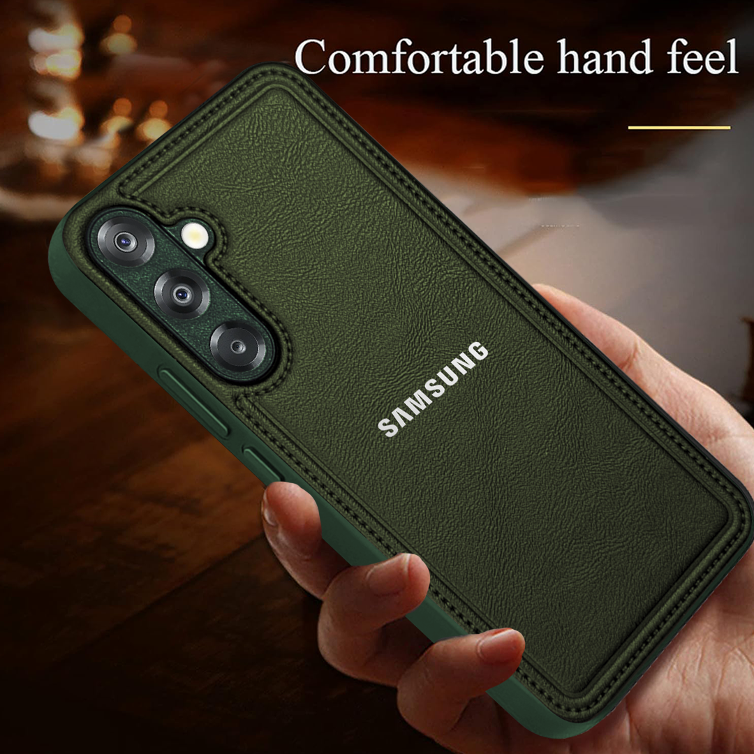 Samsung Galaxy S25 5G Vintage Leather Stitched Protective Back Case