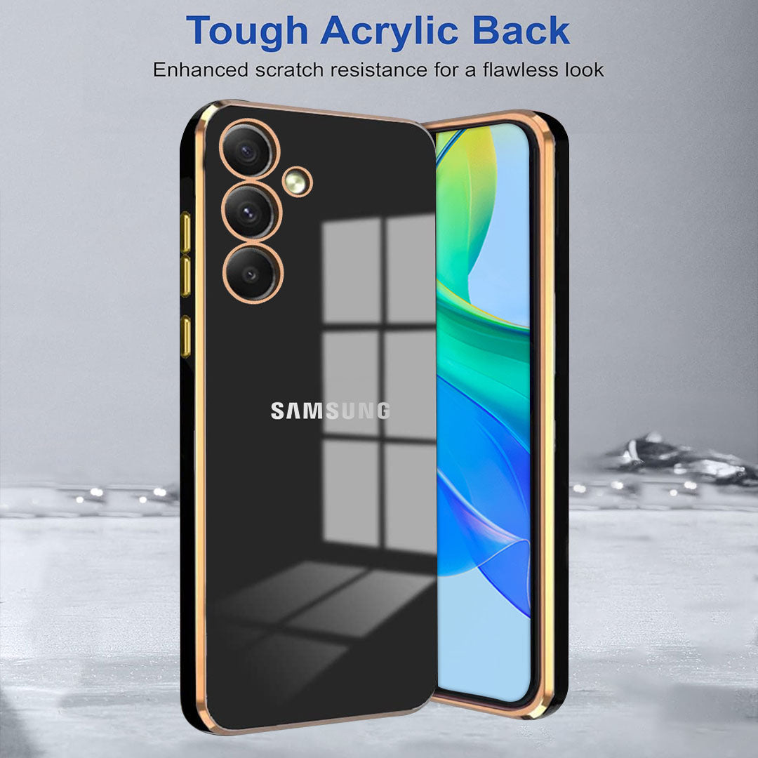GALAXY A34 5G ULTRA-SHINE GOLD ELECTROPLATED LUXURIOUS  BACK CASE WITH CAMERA PROTECTION