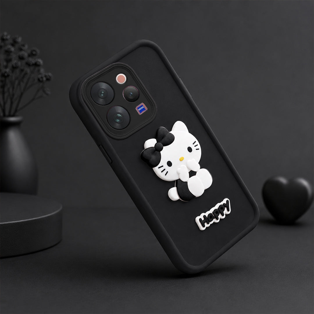 VIVO V70  Cute 3D Kitty Soft Silicone Shockproof Protective Back Cover with Camera Protection