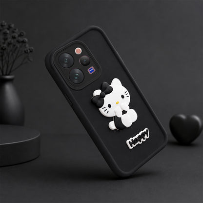 VIVO V70  Cute 3D Kitty Soft Silicone Shockproof Protective Back Cover with Camera Protection