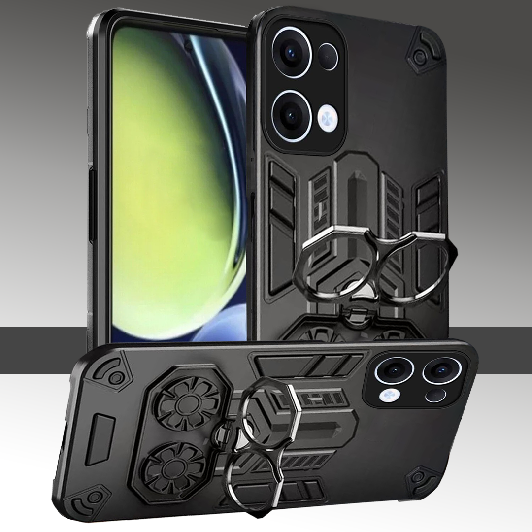 Oppo Reno 13 5G Armor knight Series Camera Protection 2 in 1 Shockproof Phone Cover with Kickstand