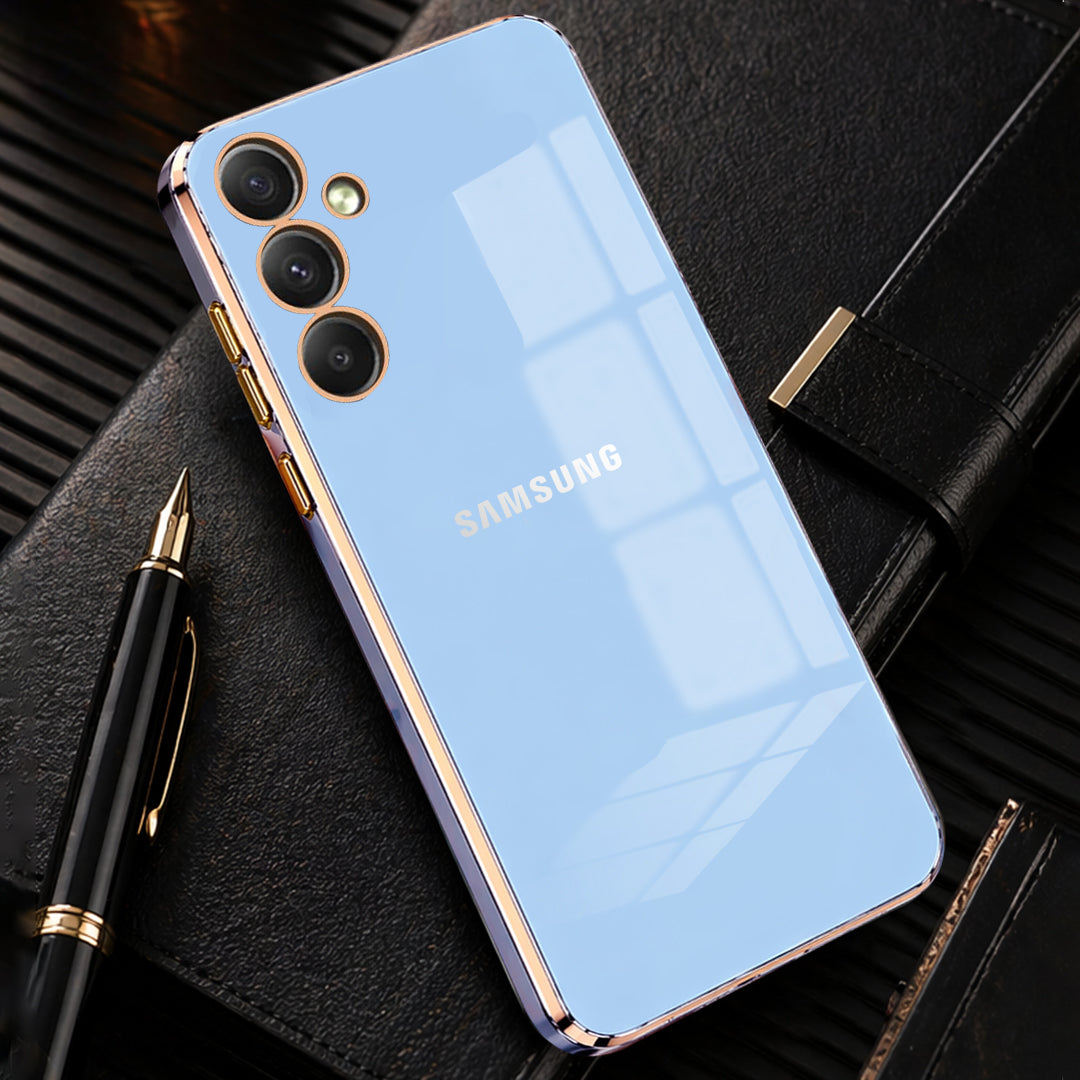 GALAXY A55 5G ULTRA-SHINE GOLD ELECTROPLATED LUXURIOUS  BACK CASE WITH CAMERA PROTECTION