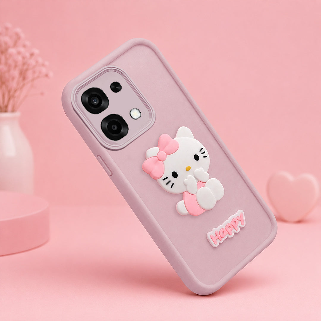 VIVO Y51 PRO Cute 3D Kitty Soft Silicone Shockproof Protective Back Cover with Camera Protection