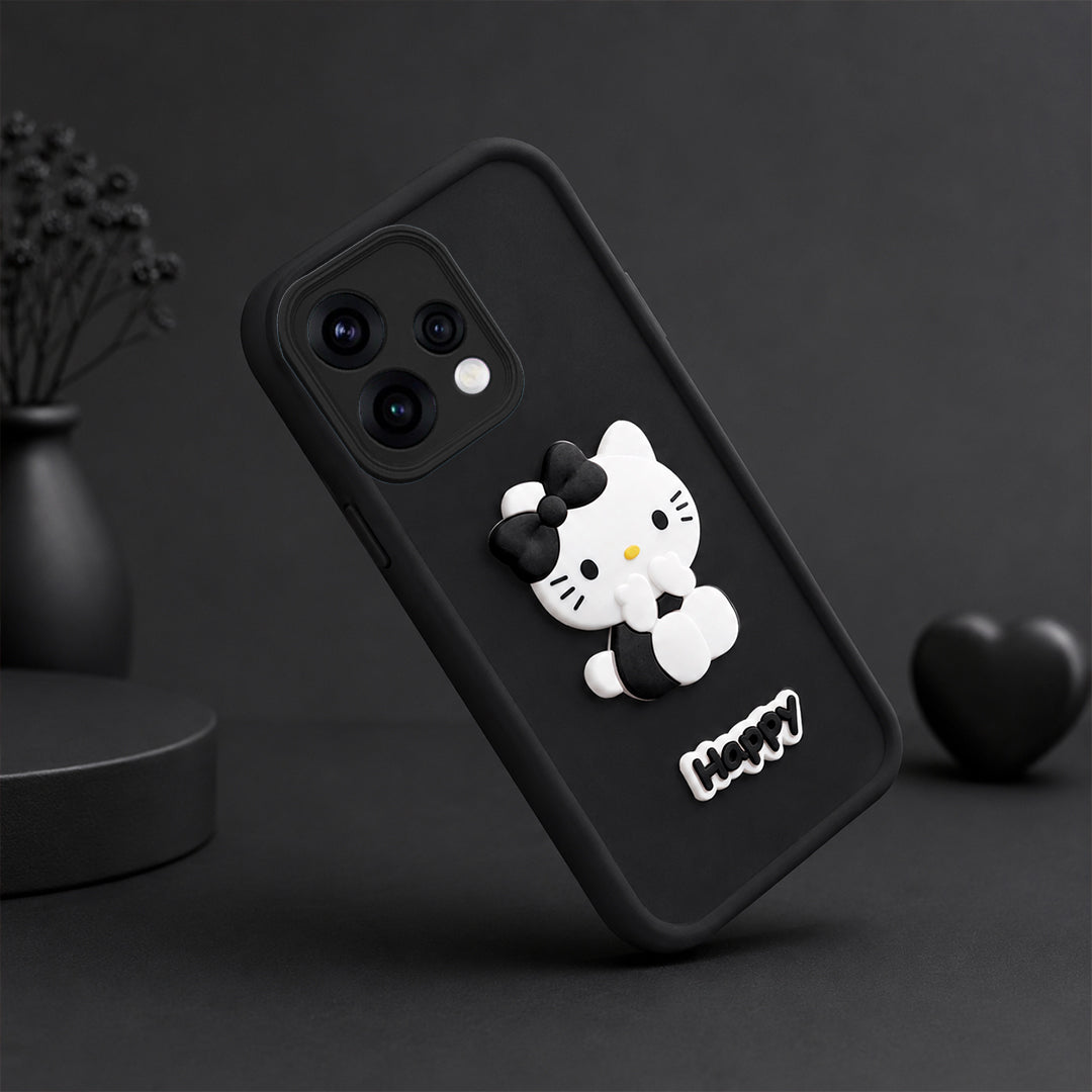 OPPO RENO 15  Cute 3D Kitty Soft Silicone Shockproof Protective Back Cover with Camera Protection
