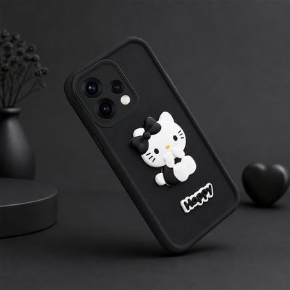 OPPO RENO 15  Cute 3D Kitty Soft Silicone Shockproof Protective Back Cover with Camera Protection