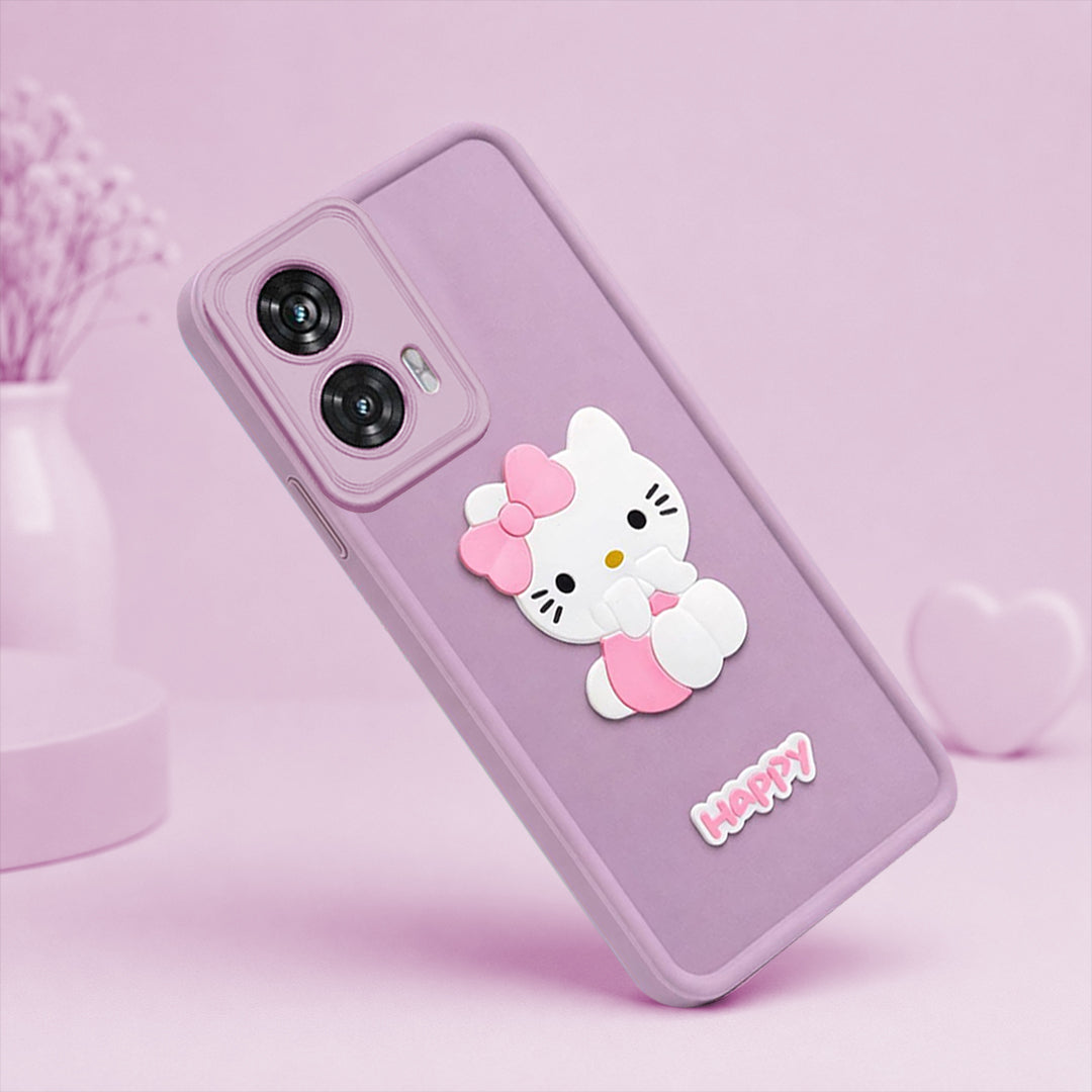 MOTOROLA EDGE 50 FUSION Cute 3D Kitty Soft Silicone Shockproof Protective Back Cover with Camera Protection