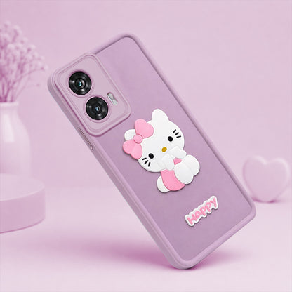 MOTOROLA EDGE 50 FUSION Cute 3D Kitty Soft Silicone Shockproof Protective Back Cover with Camera Protection
