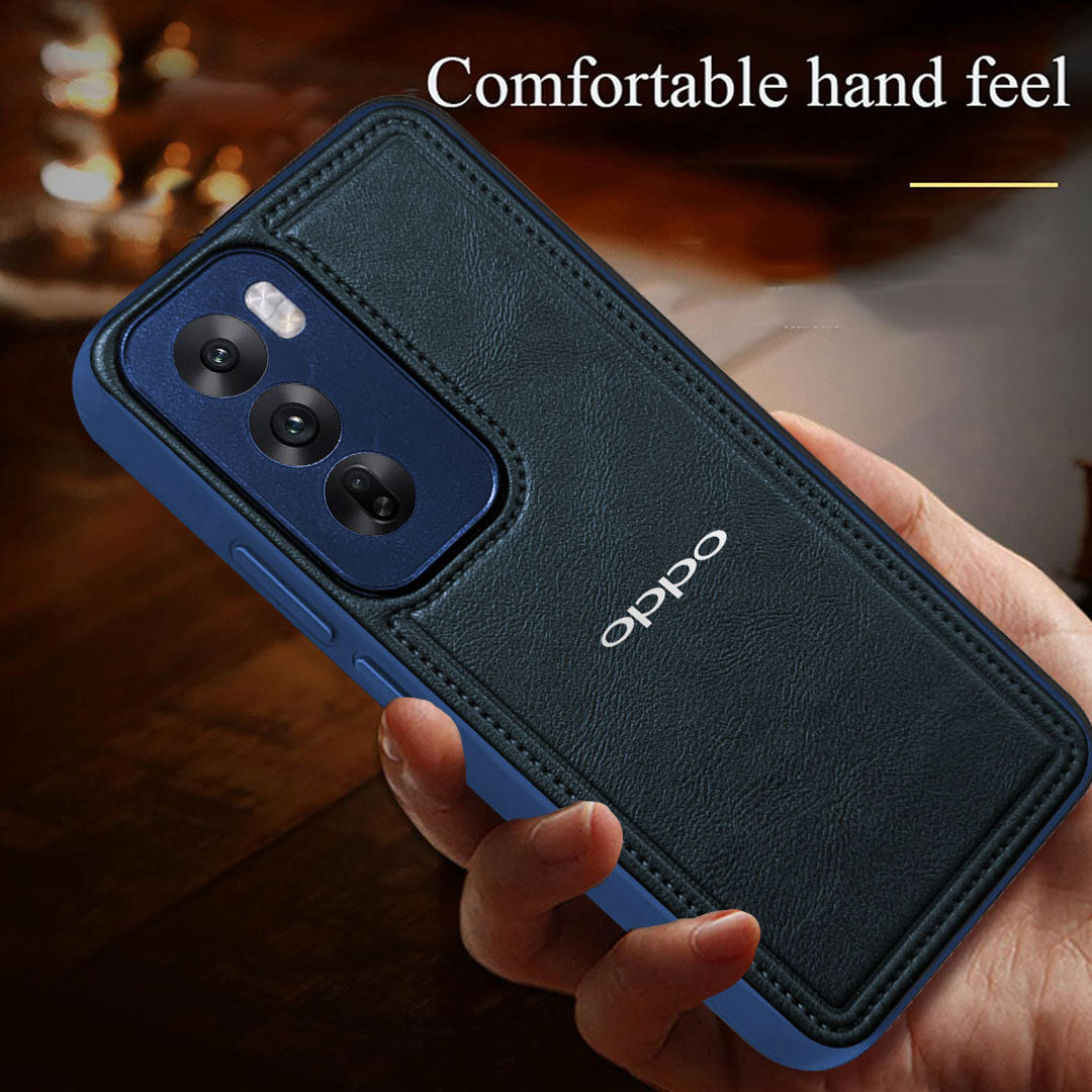 OPPO RENO 12 5G Vintage Leather Stitched Protective Back Case