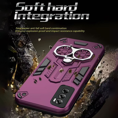 Oppo Reno 12 5G Armor knight Series Camera Protection 2 in 1 Shockproof Phone Cover with Kickstand