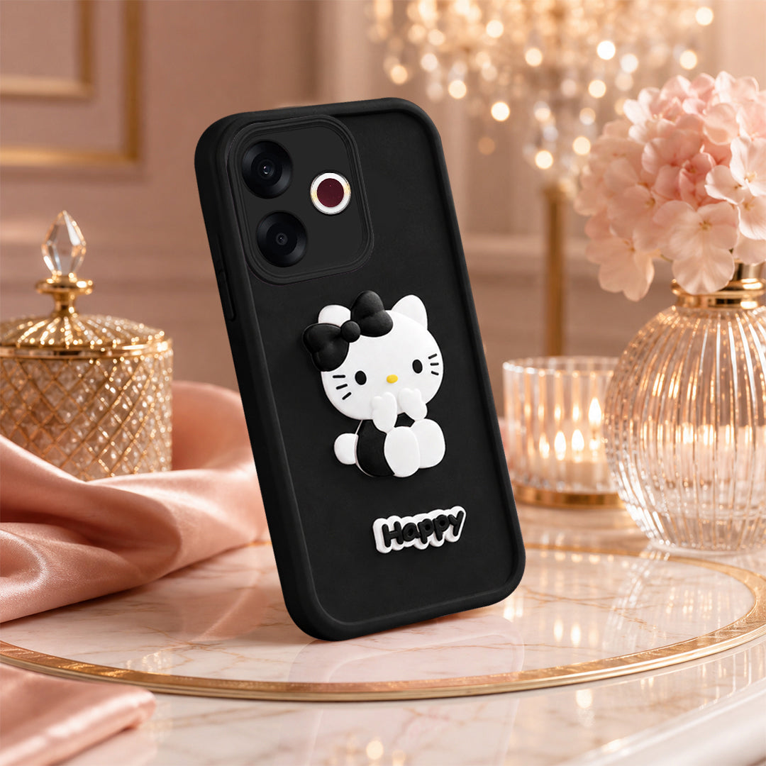 OPPO F33 PRO  Cute 3D Kitty Soft Silicone Shockproof Protective Back Cover with Camera Protection