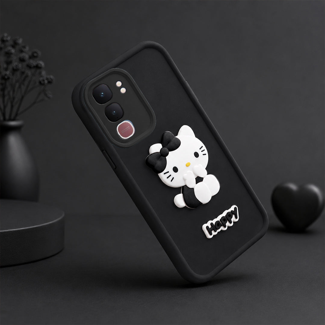 VIVO T4X  Cute 3D Kitty Soft Silicone Shockproof Protective Back Cover with Camera Protection
