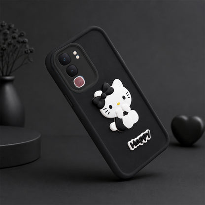 VIVO T4X  Cute 3D Kitty Soft Silicone Shockproof Protective Back Cover with Camera Protection