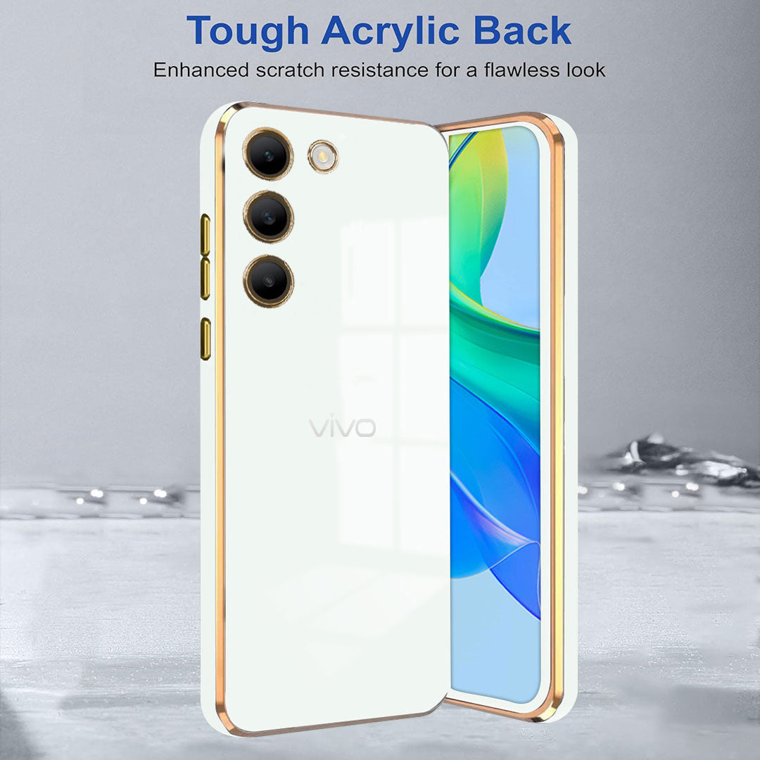 VIVO Y200E 5G ULTRA-SHINE GOLD ELECTROPLATED LUXURIOUS  BACK CASE WITH CAMERA PROTECTION