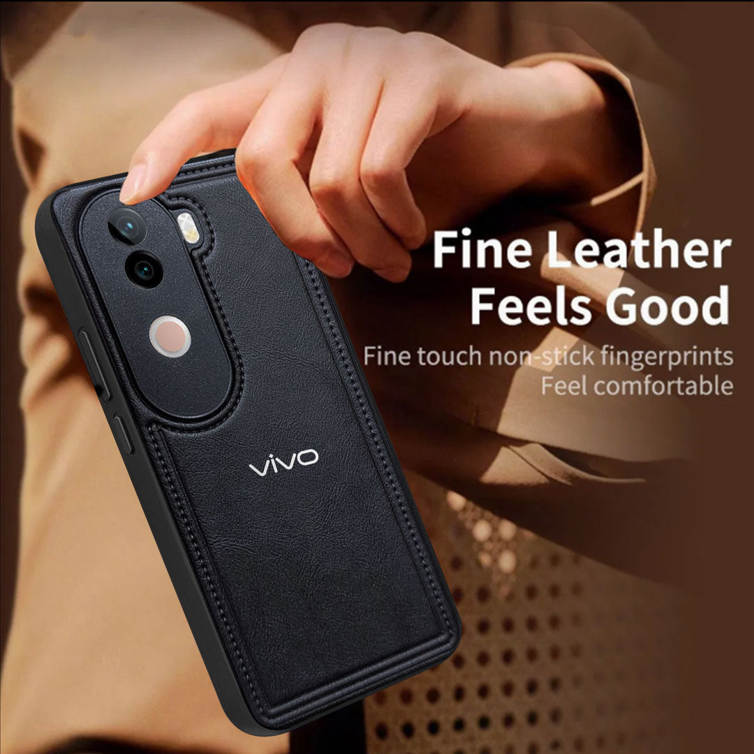 VIVO V40E 5G Vintage Leather Stitched Protective Back Case