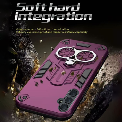 Samsung S23Fe 5G Armor knight Series Camera Protection 2 in 1 Shockproof Phone Cover with Kickstand