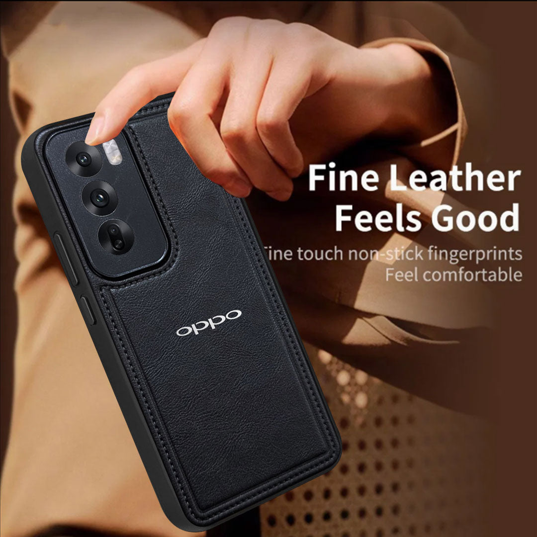 OPPO RENO 12 5G Vintage Leather Stitched Protective Back Case
