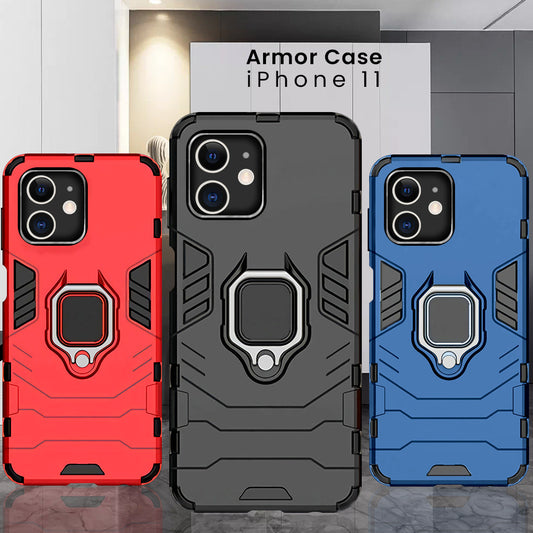 iPhone 11 Black Panther Metal Bracket Shockproof Protective Back Case