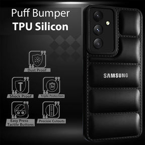 GALAXY M34 5G THE PUFFER EDITION BLACK BUMPER BACK CASE WITH LOGO