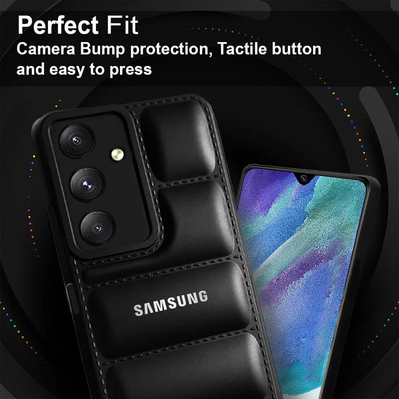 GALAXY M34 5G THE PUFFER EDITION BLACK BUMPER BACK CASE WITH LOGO