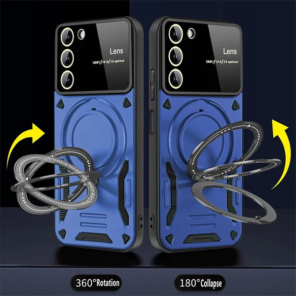 SAMSUNG GALAXY S23 5G Heavy Duty Rugged Shockproof Camera Lens Protector Phone Cover with Kickstand