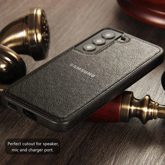 SAMSUNG Galaxy S21 FE 5G Drop Protection | Raised  Back Leather Case