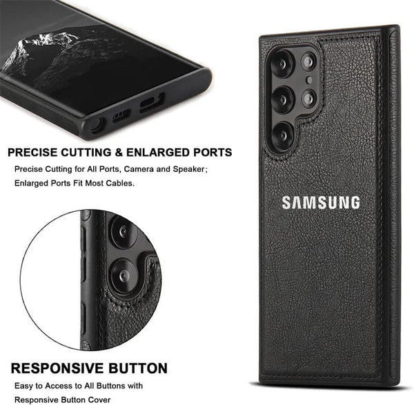 SAMSUNG Galaxy S22 ULTRA 5G Drop Protection | Raised Camera Edges Protective Back Leather Case