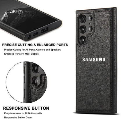 SAMSUNG Galaxy S22 ULTRA 5G Drop Protection | Raised Camera Edges Protective Back Leather Case