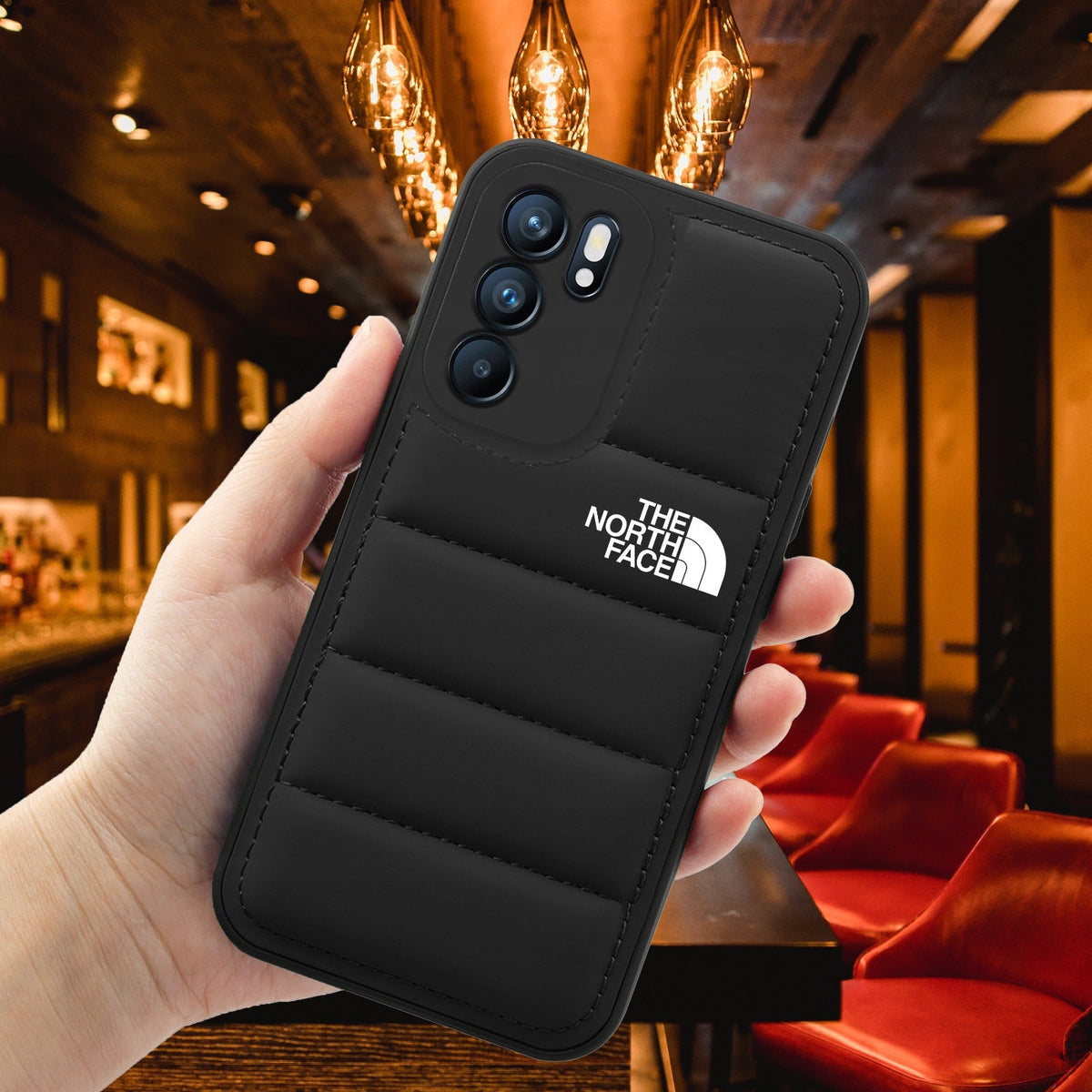 Reno 6 5G The North Face Puffer Edition Black Bumper Back Case