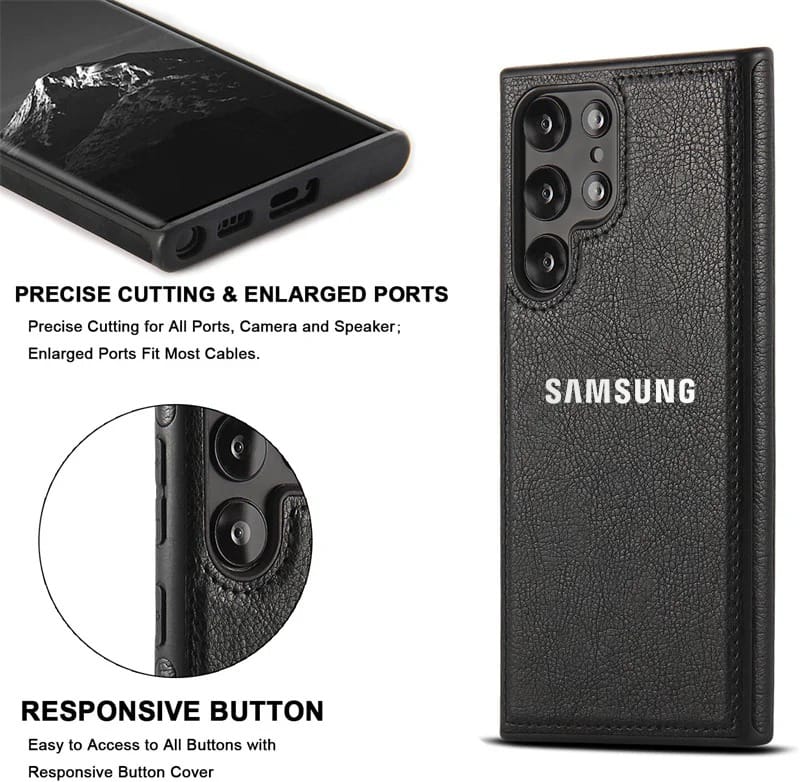 SAMSUNG Galaxy S24 ULTRA 5G Drop Protection | Raised Camera Edges Protective Back Leather Case