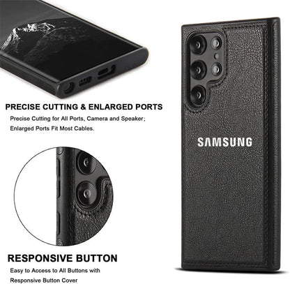 SAMSUNG Galaxy S24 ULTRA 5G Drop Protection | Raised Camera Edges Protective Back Leather Case