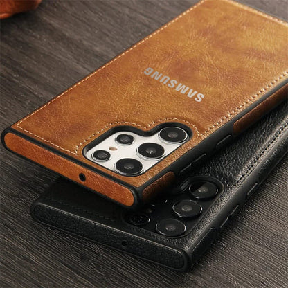 SAMSUNG Galaxy S24 ULTRA 5G Drop Protection | Raised Camera Edges Protective Back Leather Case