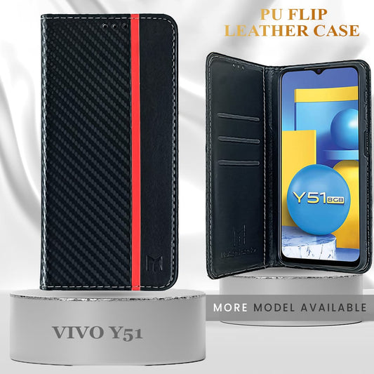 Vivo Y51 5G Retro PU Leather Card Slots Flip Stand Case With Magnetic Closure