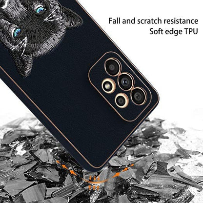 Galaxy A73 5G New Luxury Embroidery Soft Leather Back Case Cover