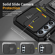 Galaxy A34 5g Armor Military-grade Case With Sliding Camera Cover & 360 Kickstand-black