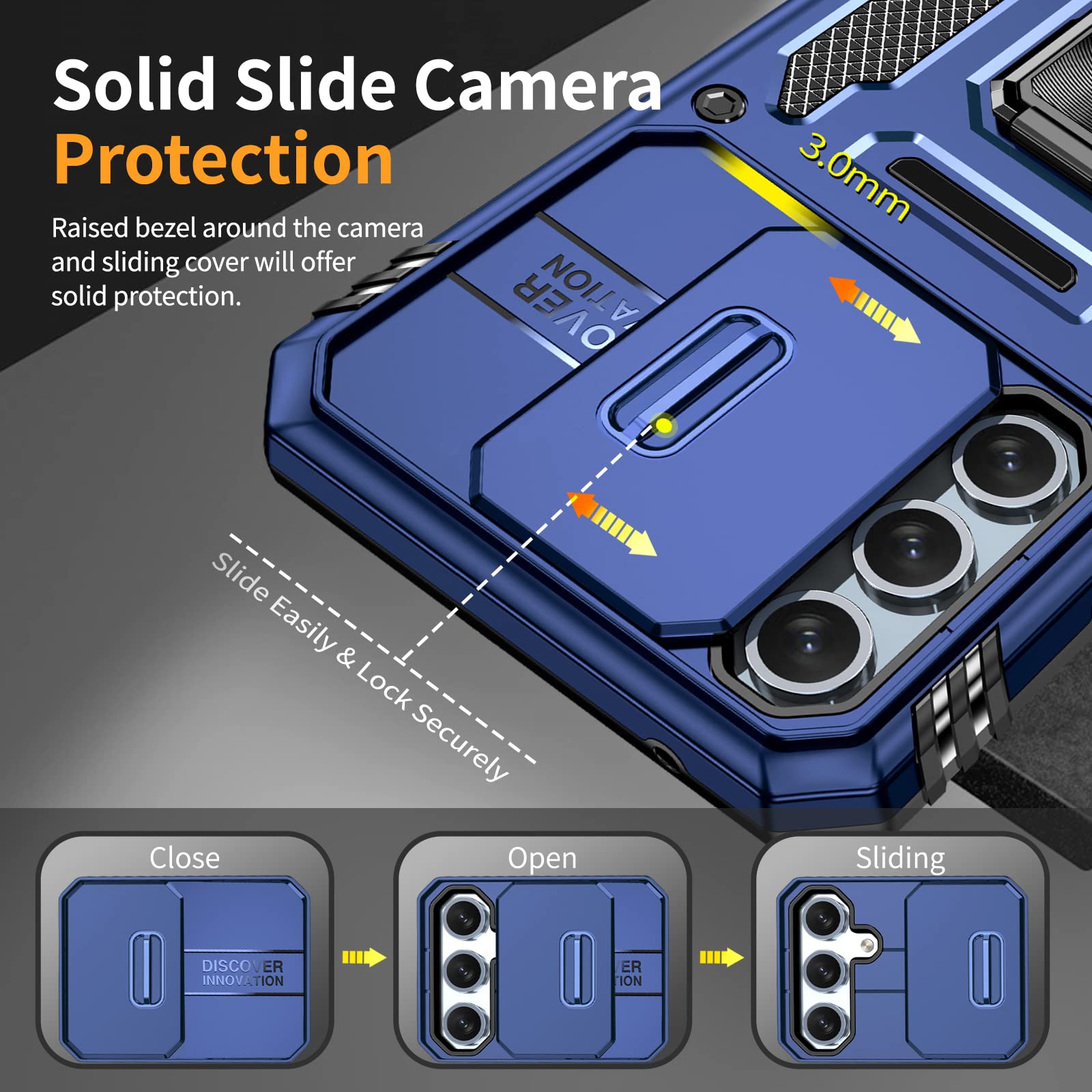 Galaxy M34 5g Armor Military-grade Case With Sliding Camera Cover & 360 Kickstand